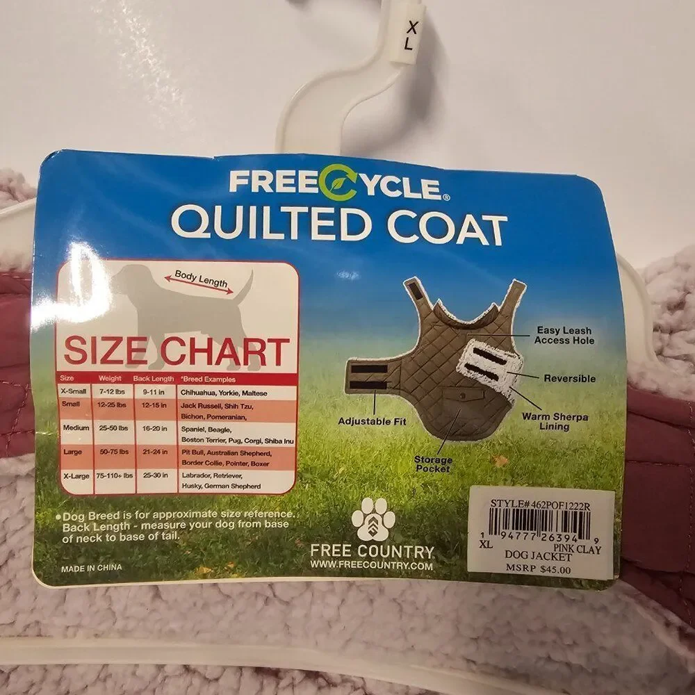 NWT Quilted Dog Coat XL
